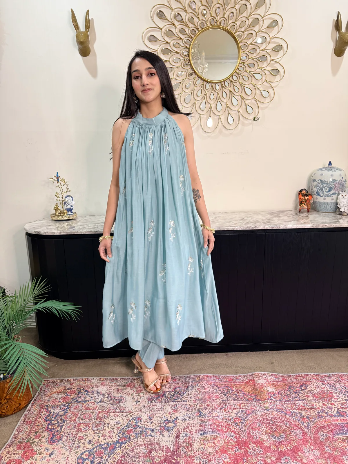 Cotton A-line Flared Two-Piece Set